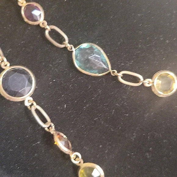 Gold Tone Double Strand Station Necklace 22” (44") Lobster Clasp - Picture 3 of 8